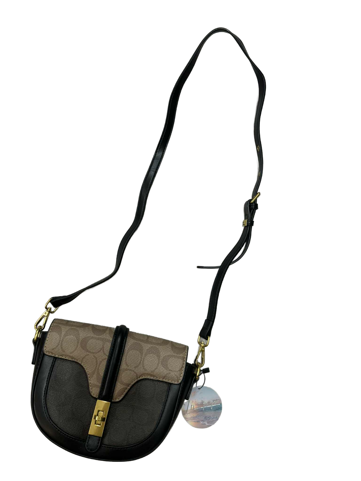 TRIPP - Two Toned Patterned Saddle Bag - Black