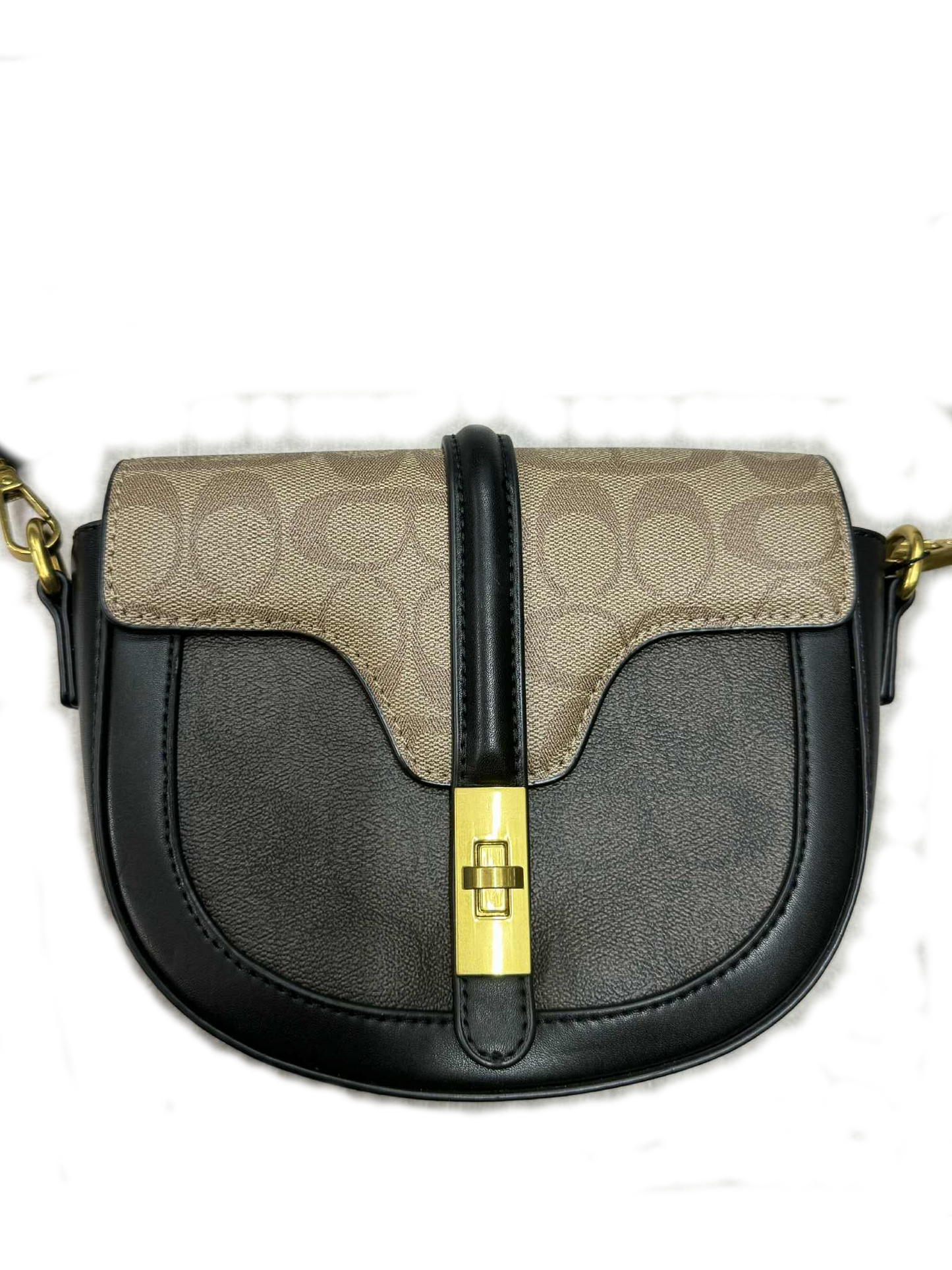 TRIPP - Two Toned Patterned Saddle Bag - Black
