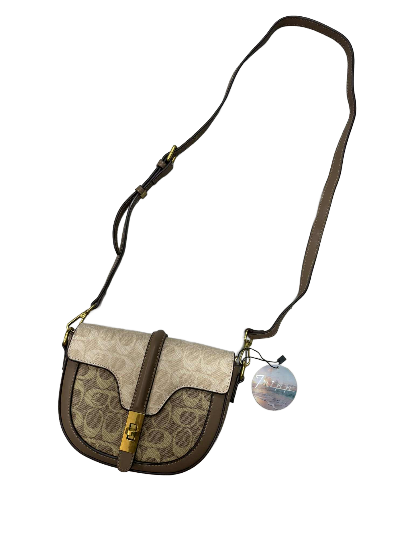 TRIPP - Two Toned Patterned Saddle Bag - Taupe