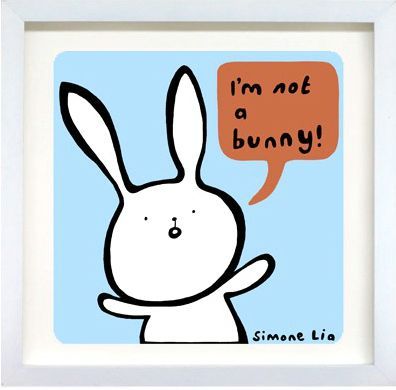 ART SLICE - I'm Not A Bunny! Blue (framed print)