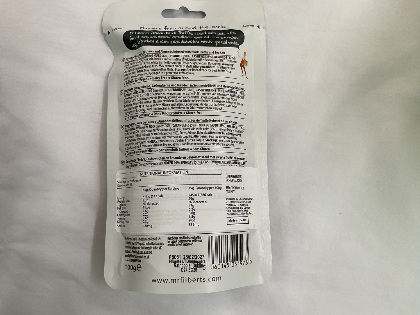 MR FILBERT’S - Italian Black Truffle & Sea Salt Mixed Nuts 100g