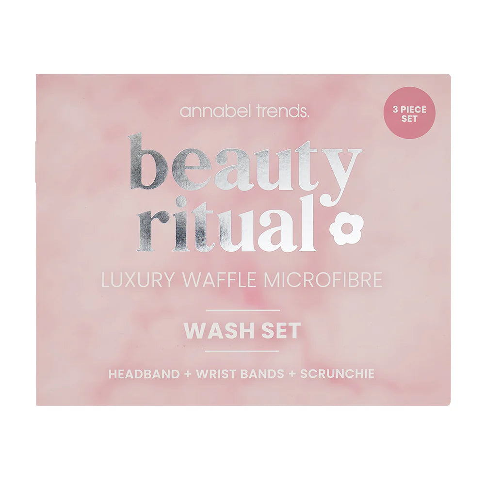 ANNABEL TRENDS - Beauty Ritual Luxury Waffle Wash Set - Dusty Pink - 3pc
