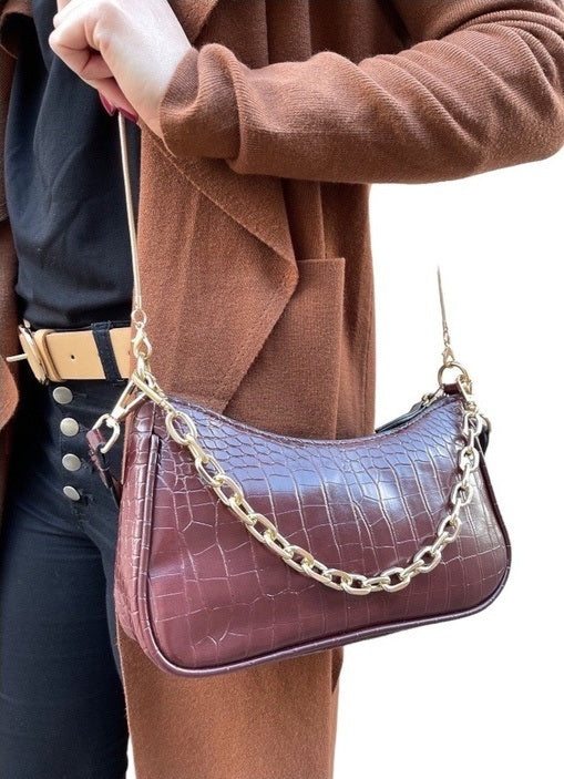 Tripp - Textured Shoulder Bag - Cherry Chocolate