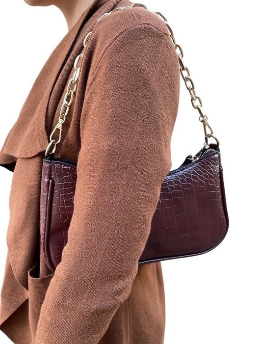 Tripp - Textured Shoulder Bag - Cherry Chocolate