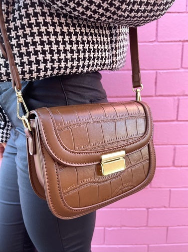 Tripp - Textured Saddle Bag - Milk Chocolate