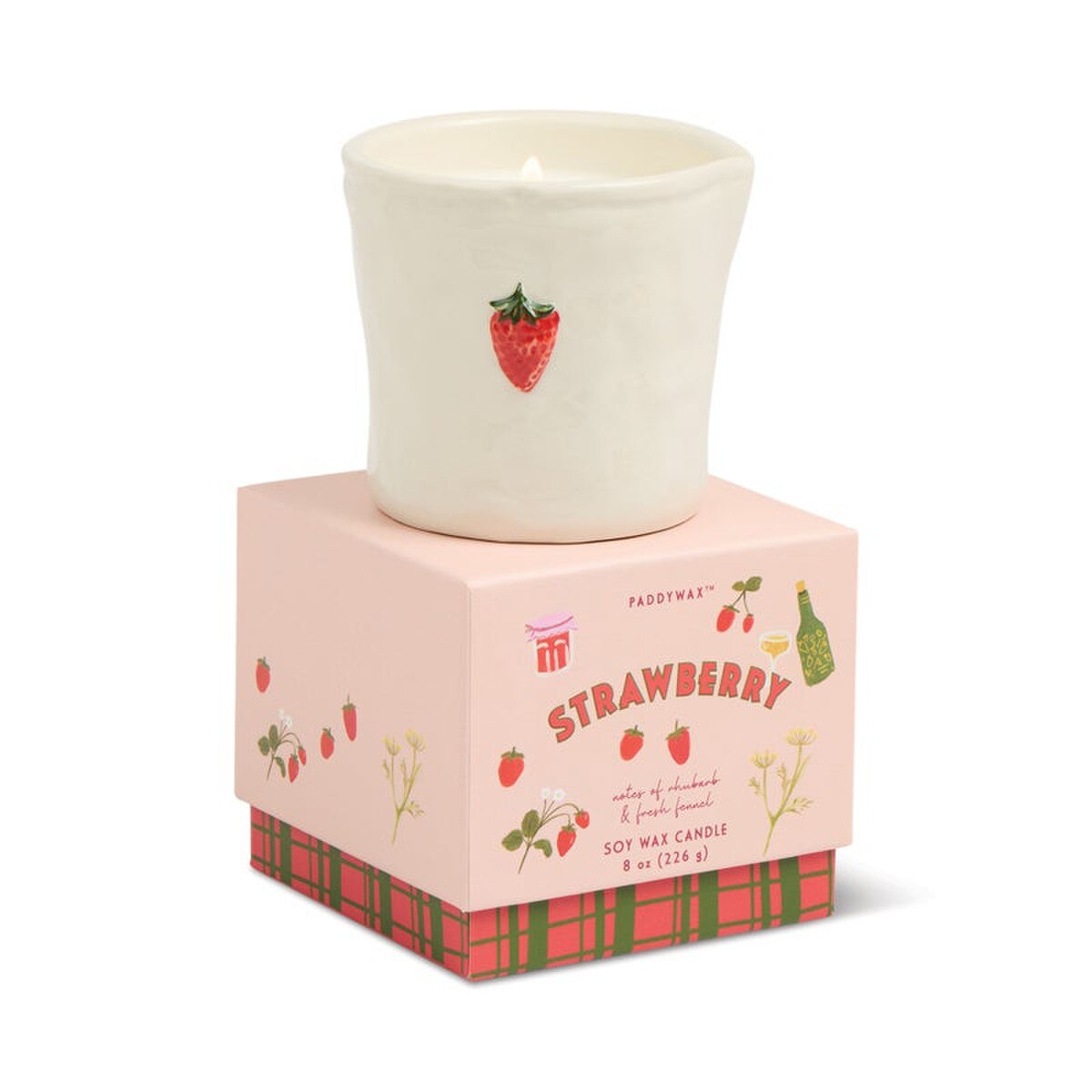 DESIGNWORKS INK - Bistro 8oz Ceramic w/ Embossed Strawberry & Printed Box - Strawberry