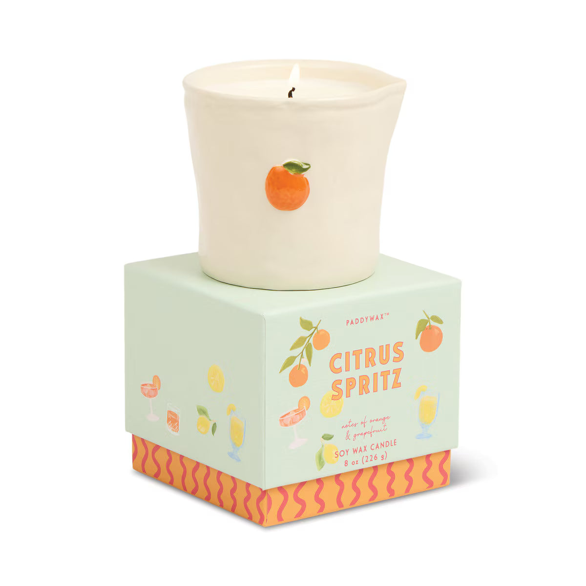 DESIGNWORKS INK - Bistro 8oz Ceramic w/ Embossed Orange & Printed Box - Citrus Spritz
