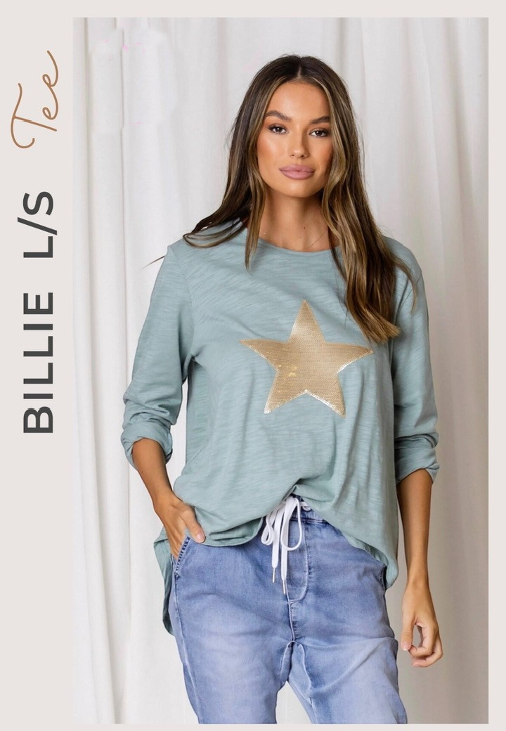 LOVE LILY THE LABEL - Billie Sequin Star Long Sleeve T-Shirt