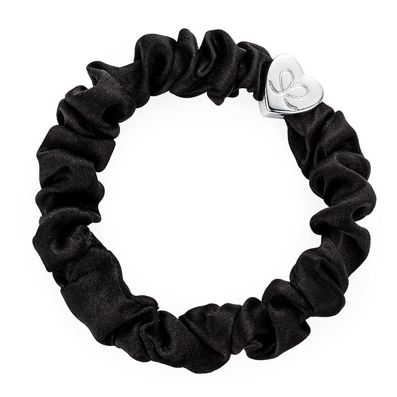 BY ELOISE - Silk Scrunchie - Silver Heart - select from 3 colours