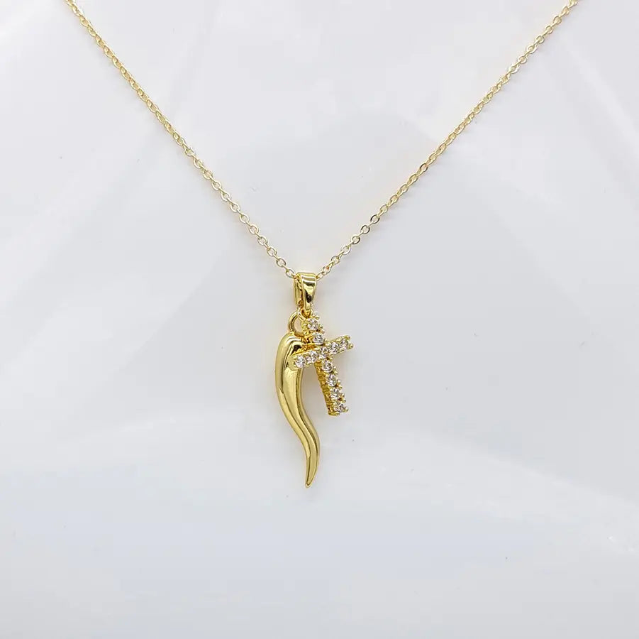 CHRYSALINI - NECKLACE - Cornicello & Cross - Gold
