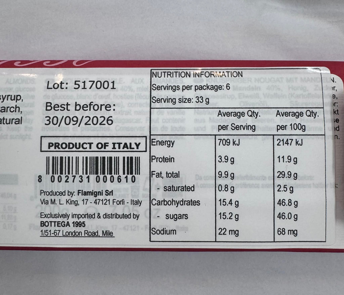 FLAMIGINI - Hard Nougat With Almonds