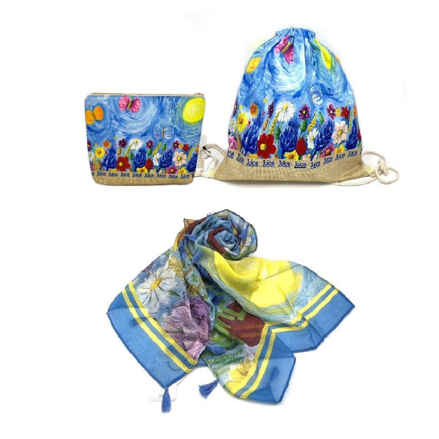 JUICE - Beach Set - Beauty Bag, Drawstring Bag & Sarong - select from 4 designs