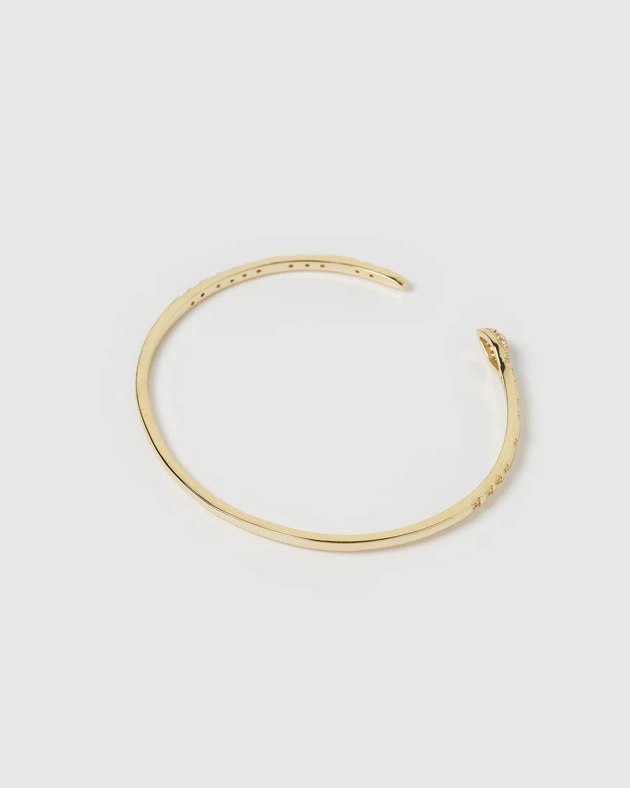 IZOA - CUFF - Green Eye embellished Cuff - Gold