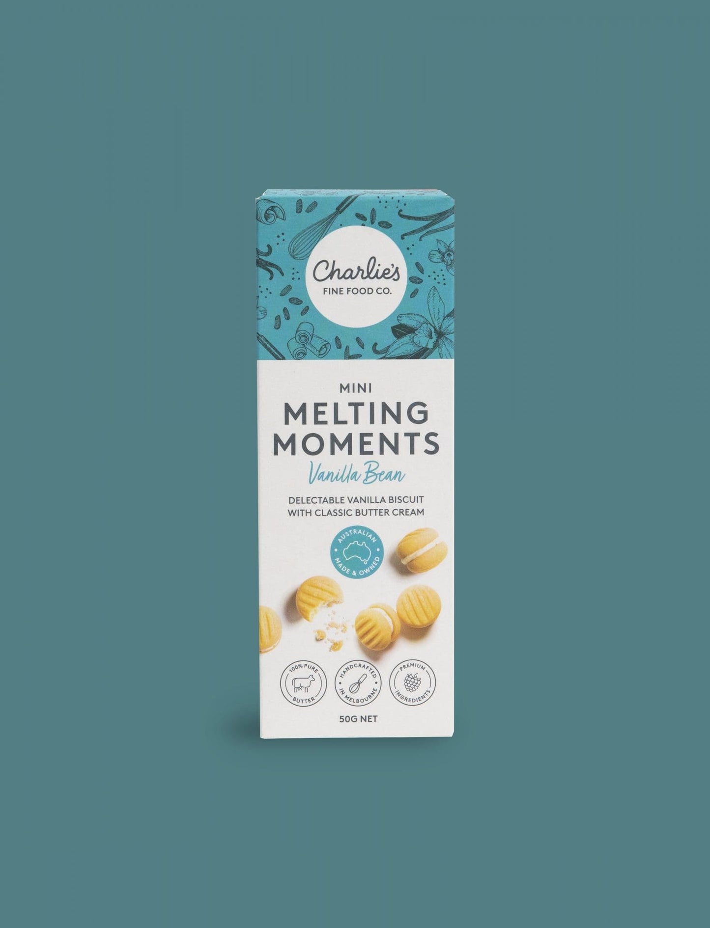 CHARLIE'S FINE FOOD CO - Vanilla Bean Mini Melting Moments Biscuits 50g