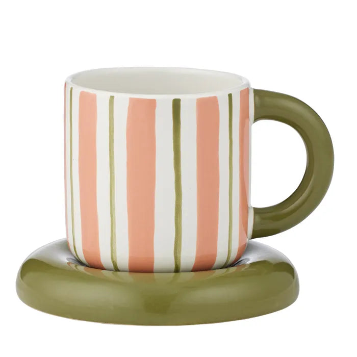 COAST TO COAST - Candy Cup & Saucer Pink/Olive