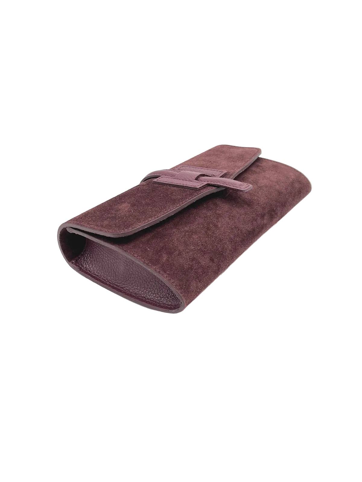 SUIE VALENTINI - Flap Clutch - Bordeaux (Suede and Genuine Leather)