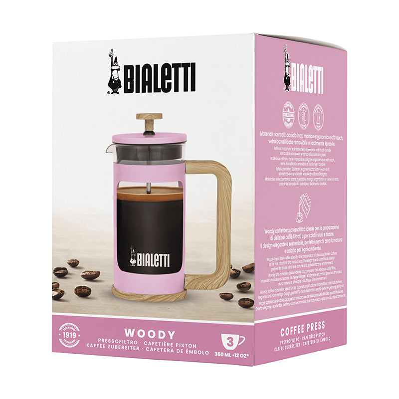 BIALETTI - WOODY COFFEE PRESS PINK 350ml