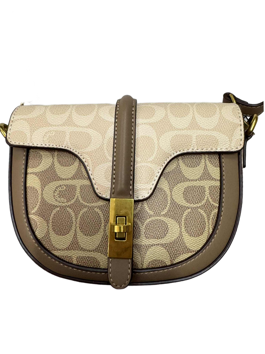TRIPP - Two Toned Patterned Saddle Bag - Taupe