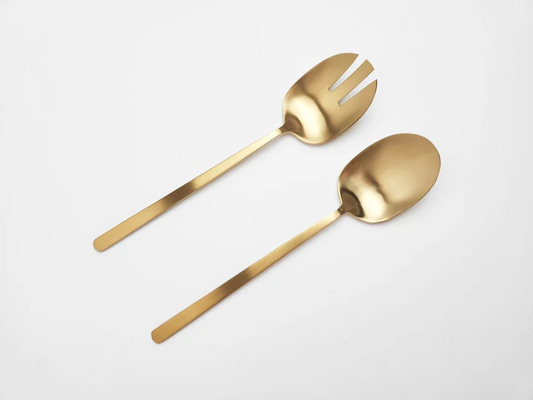 GABEL AND TELLER - Salad Server Set - 2pc - Satin Gold
