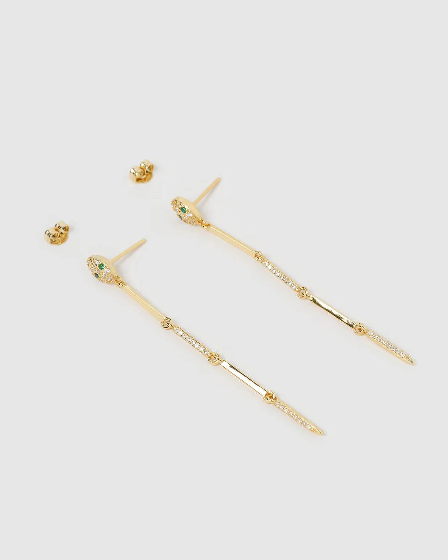 IZOA - EARRINGS - Pia Snake Head Stud Earrings - Gold