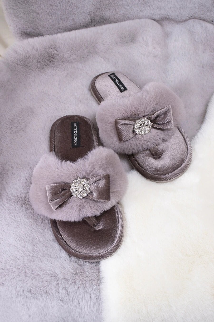 PRETTY YOU LONDON - Amelie Slippers - Mink