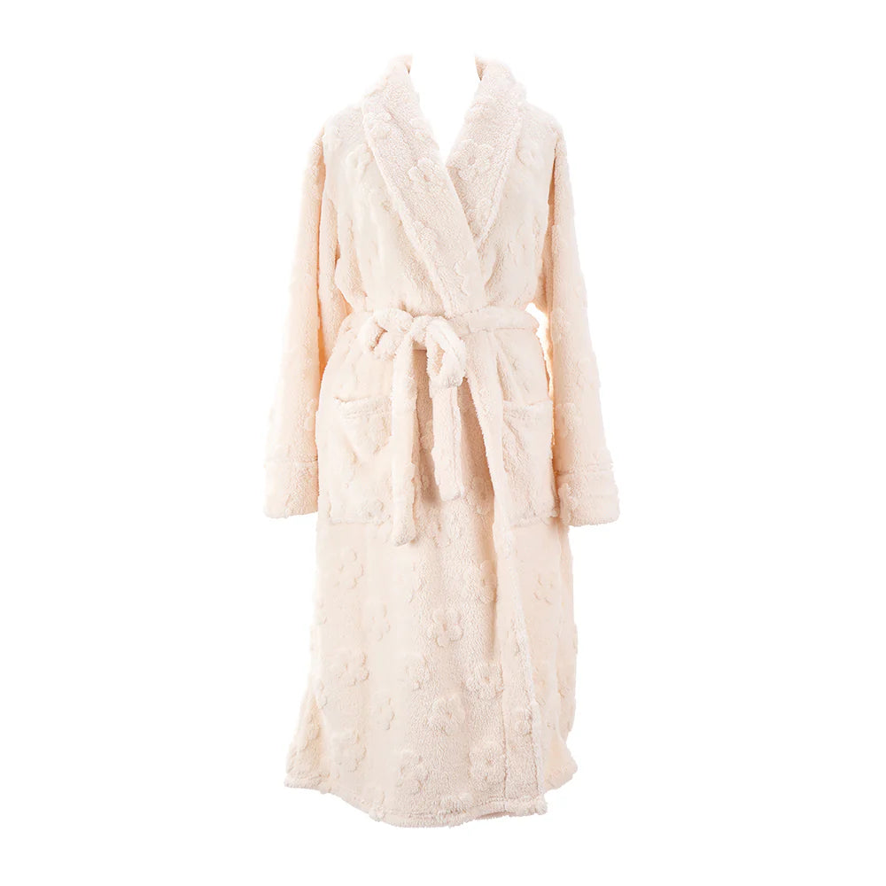 ANNABEL TRENDS - Bath Robe - Cosy Luxe - Embossed Flower - Cream
