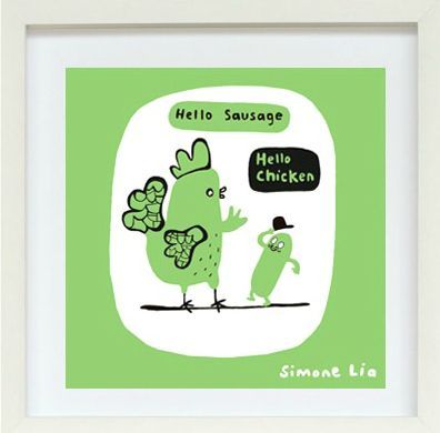 ART SLICE - Hello Sausage/Hello Chicken (framed print)