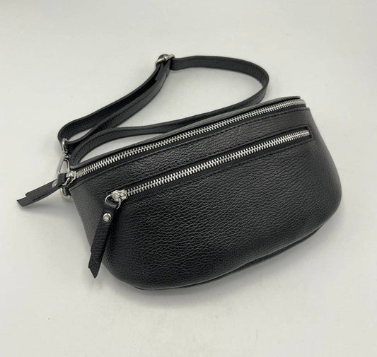 SUIE VALENTINI - Fanny Pack - Black (Genuine Leather)