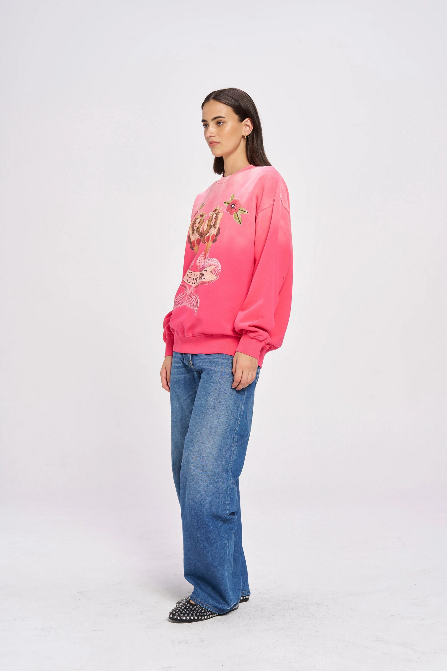 MAKU THE LABEL - Mermaid La Sirene Crew Neck - Black Snow Wash