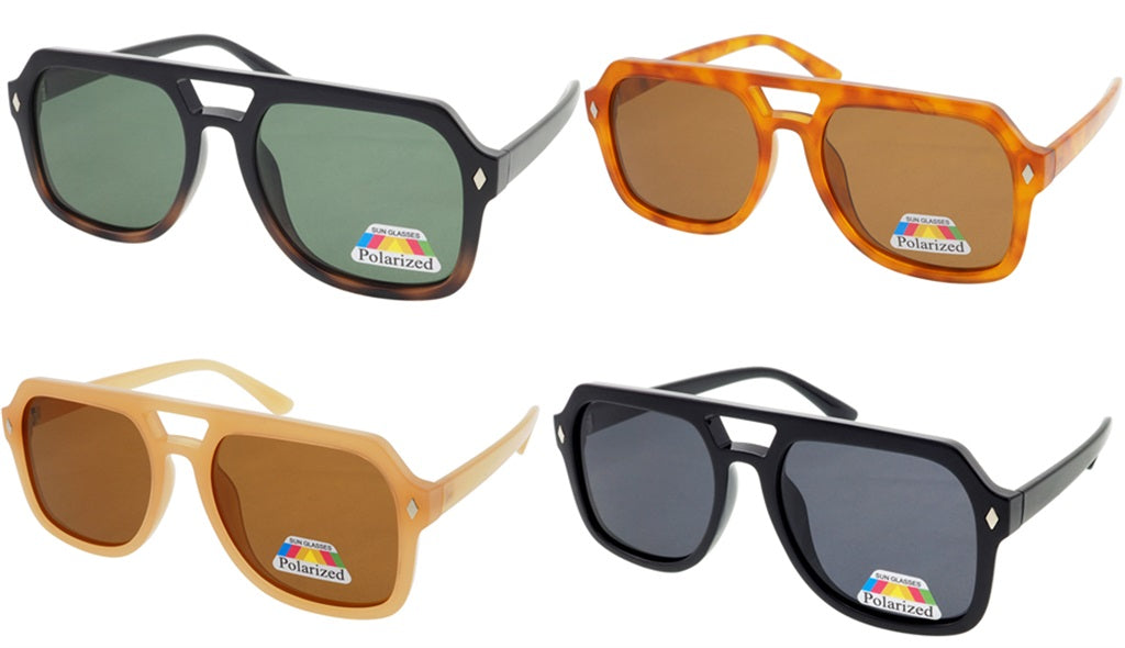 SUNGLASSES - Square Aviator - Brown