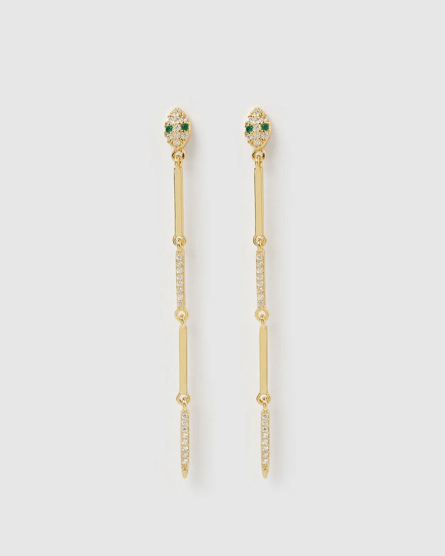 IZOA - EARRINGS - Pia Snake Head Stud Earrings - Gold