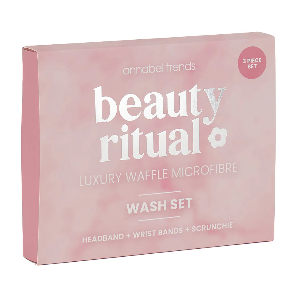 ANNABEL TRENDS - Beauty Ritual Luxury Waffle Wash Set - Dusty Pink - 3pc