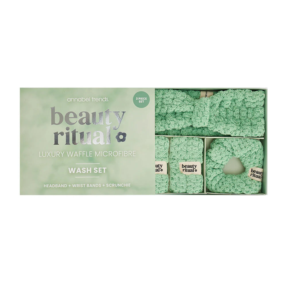 ANNABEL TRENDS - Beauty Ritual Luxury Waffle Wash Set - Moss - 3pc