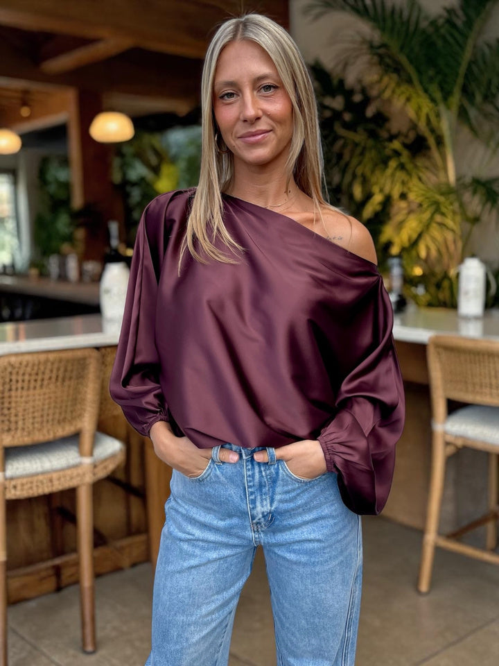 WORTHIER THE LABEL - Satin Top - Chocolate