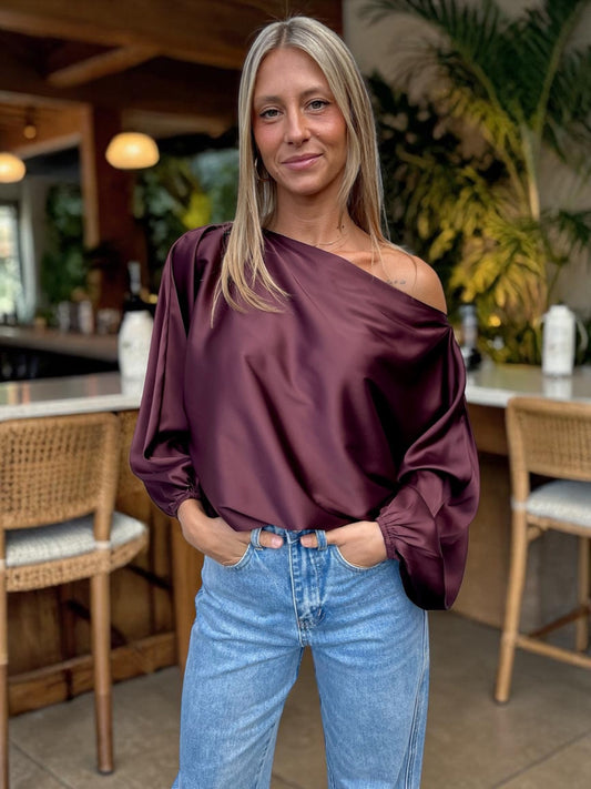 WORTHIER THE LABEL - Satin Top - Chocolate