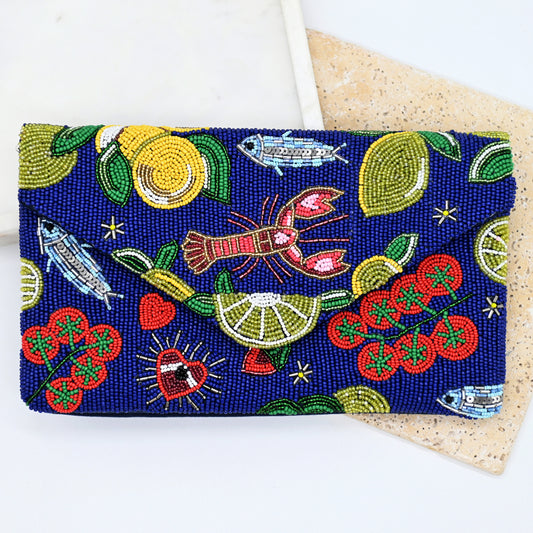 ANNA NOVA - BEADED BAG - Lobster Beaded Clutch