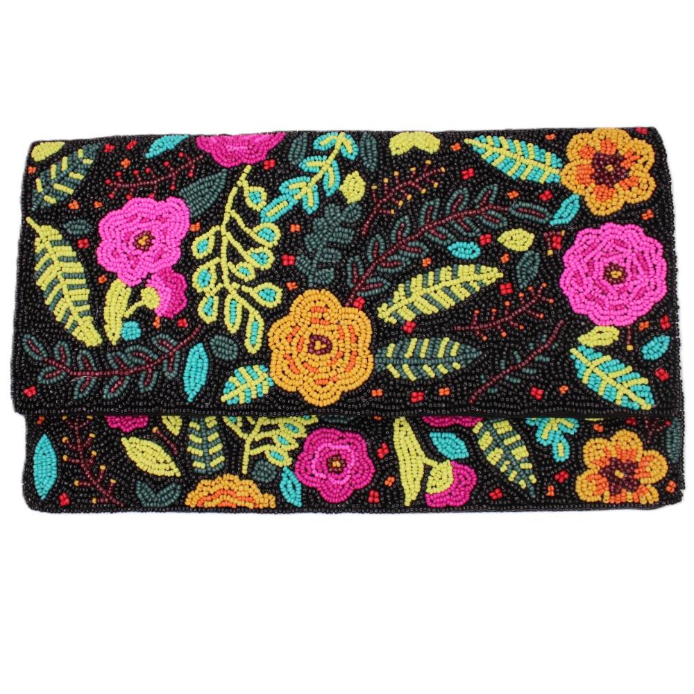 ANNA NOVA - BEADED BAG - Night Garden Beaded Clutch
