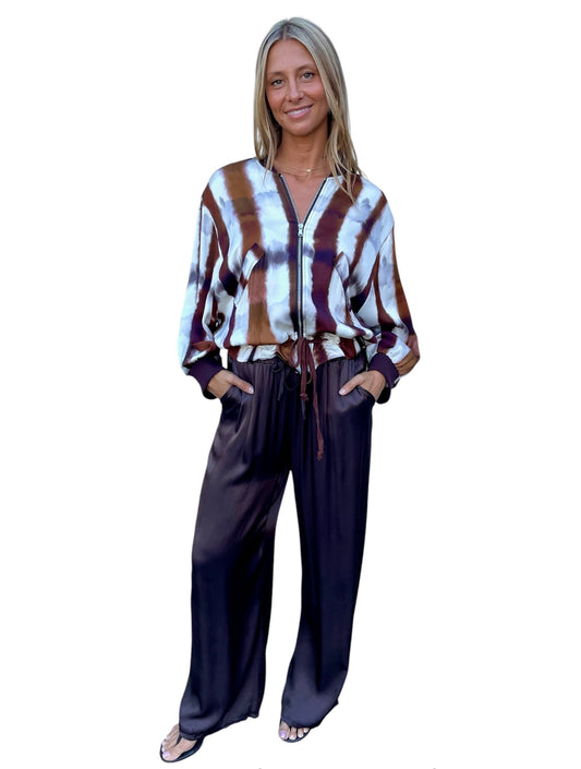 Cindy G Clothing - Silk Blend Pants - Chocolate