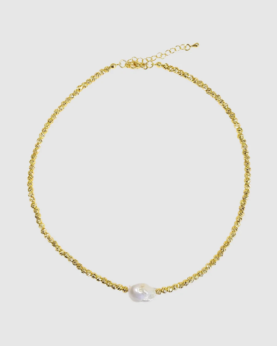 IZOA - NECKLACE - Amarae Freshwater Baroque Pearl Necklace - Gold