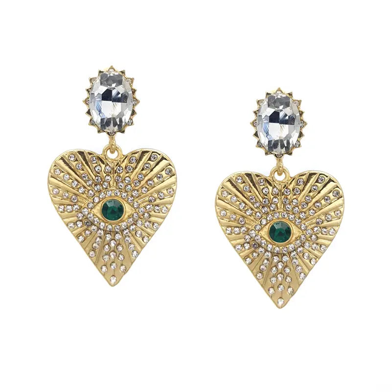 CHRYSALINI - EARRINGS - Heart Mati Eye - Clear