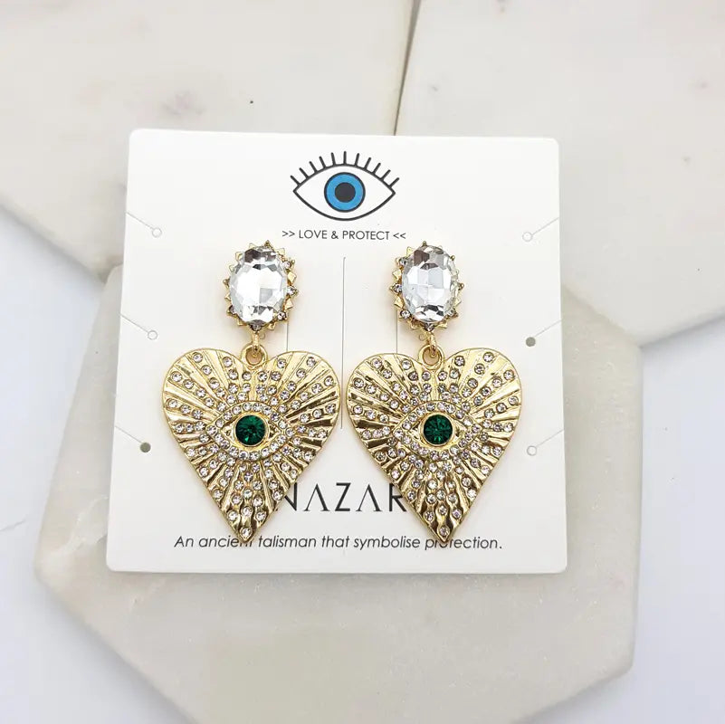 CHRYSALINI - EARRINGS - Heart Mati Eye - Clear