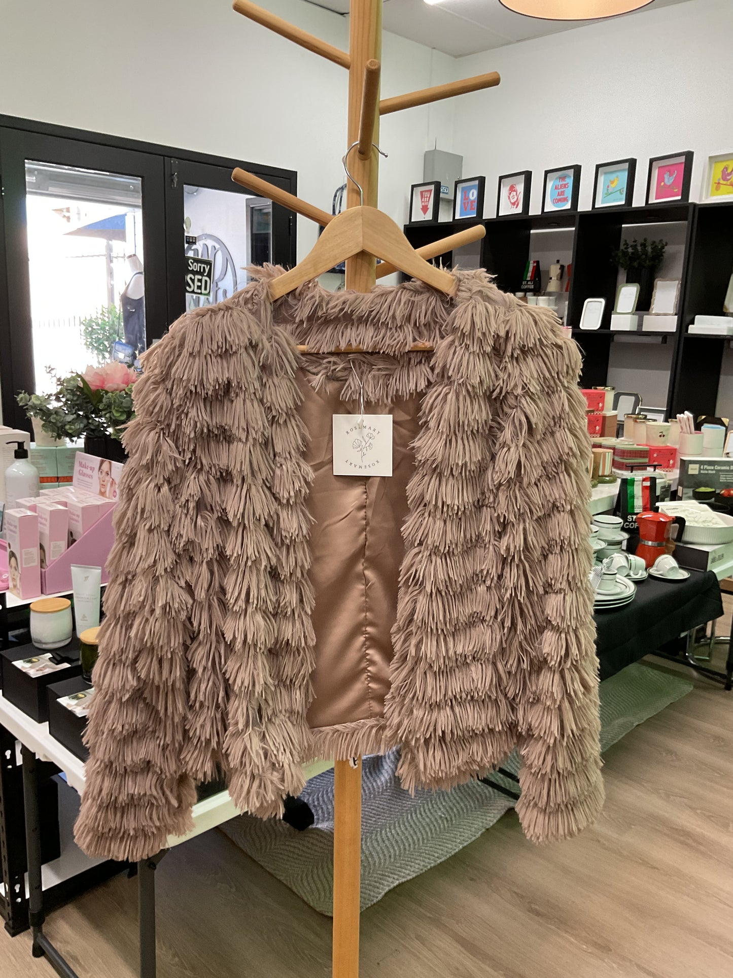 ROSEMARY - Faux Fur Jacket - Mocha