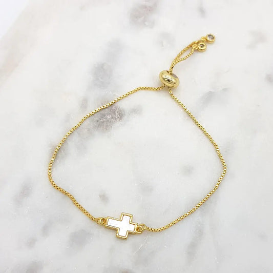 CHRYSALINI - BRACELET - Mother of Pearl Cross - Gold