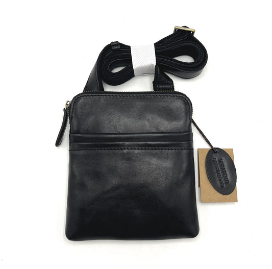 SUIE VALENTINI - Men Shoulder Bag - Buffered Leather - Black