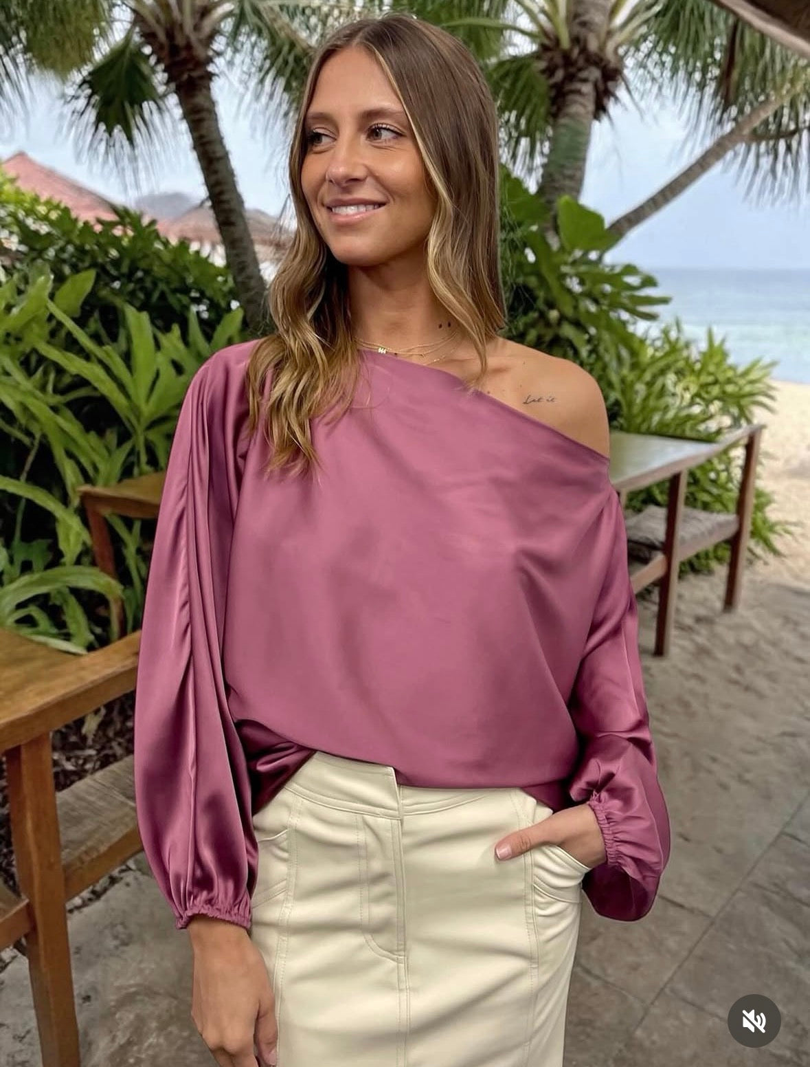WORTHIER THE LABEL - Satin Top - Rose Pink