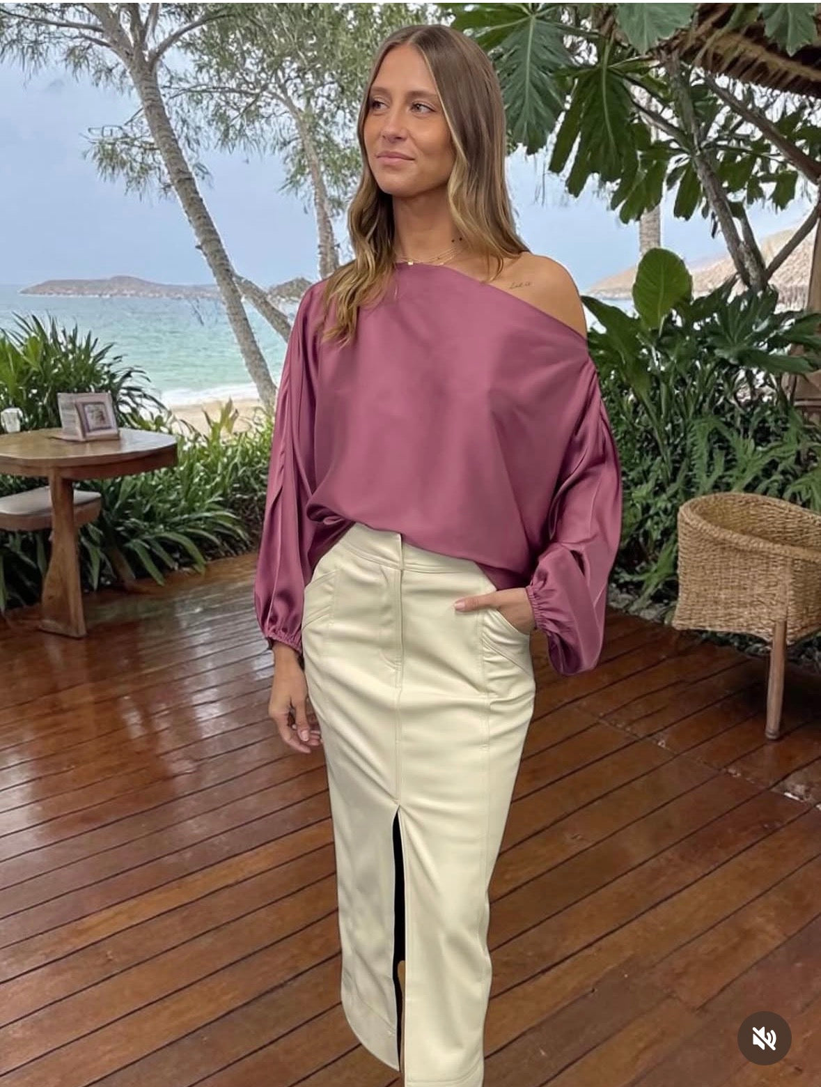 WORTHIER THE LABEL - Satin Top - Rose Pink