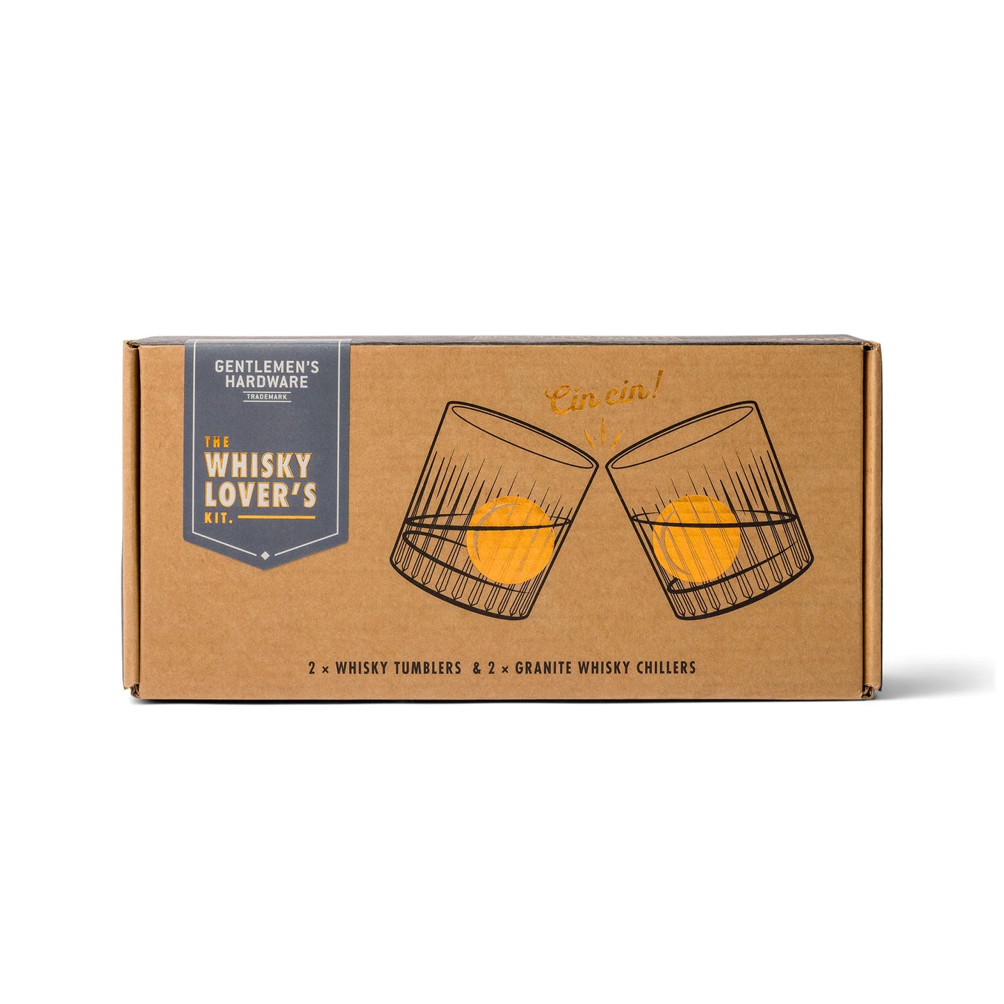 GENTLEMENS HARDWARE - Whiskey Tumbler Glasses & Ice Stones Set