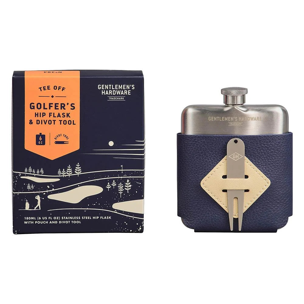 GENTLEMENS HARDWARE - Golfer's Hip Flask & Divot Tool Set