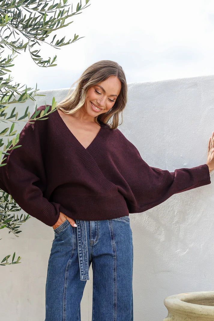 Jatea x BTL - Kelly Crossover Knit - Black Cherry