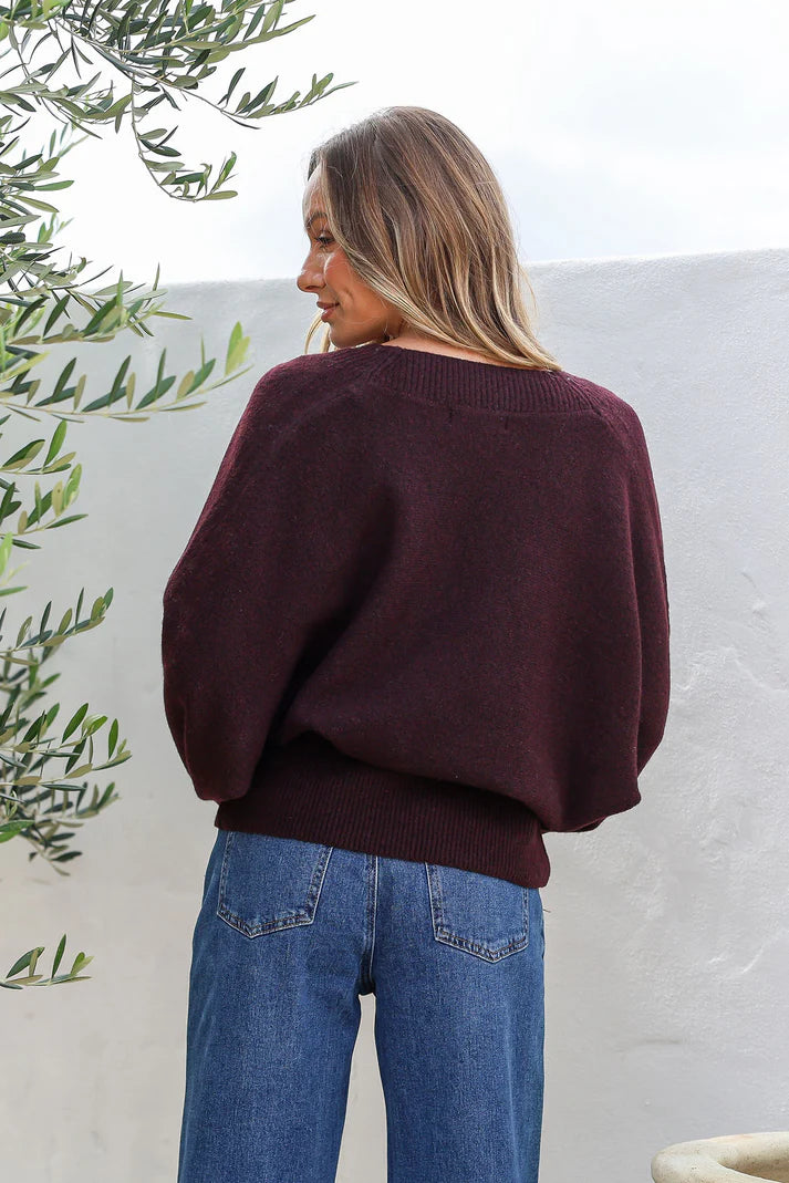 Jatea x BTL - Kelly Crossover Knit - Black Cherry